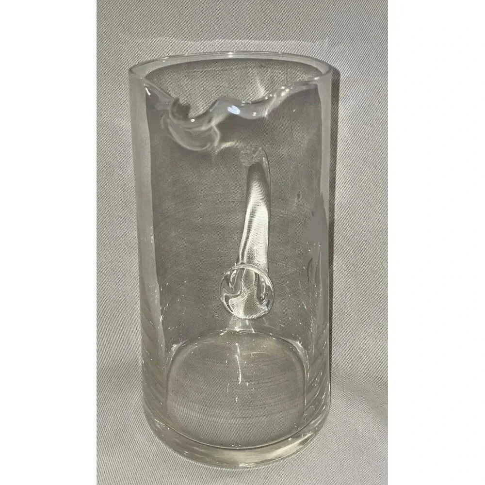 Doberman Pincher Etched Glass Pitcher‎ With Handle Dog Puppy 8 Inch Tall